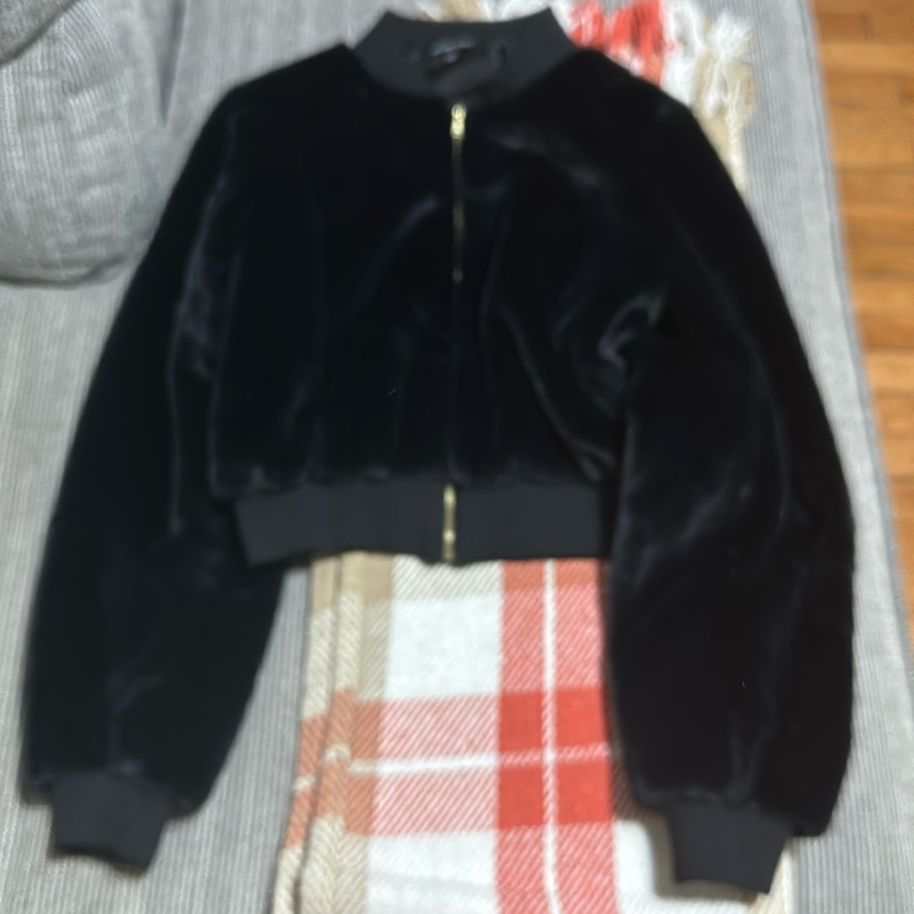 Black fake fur jacket